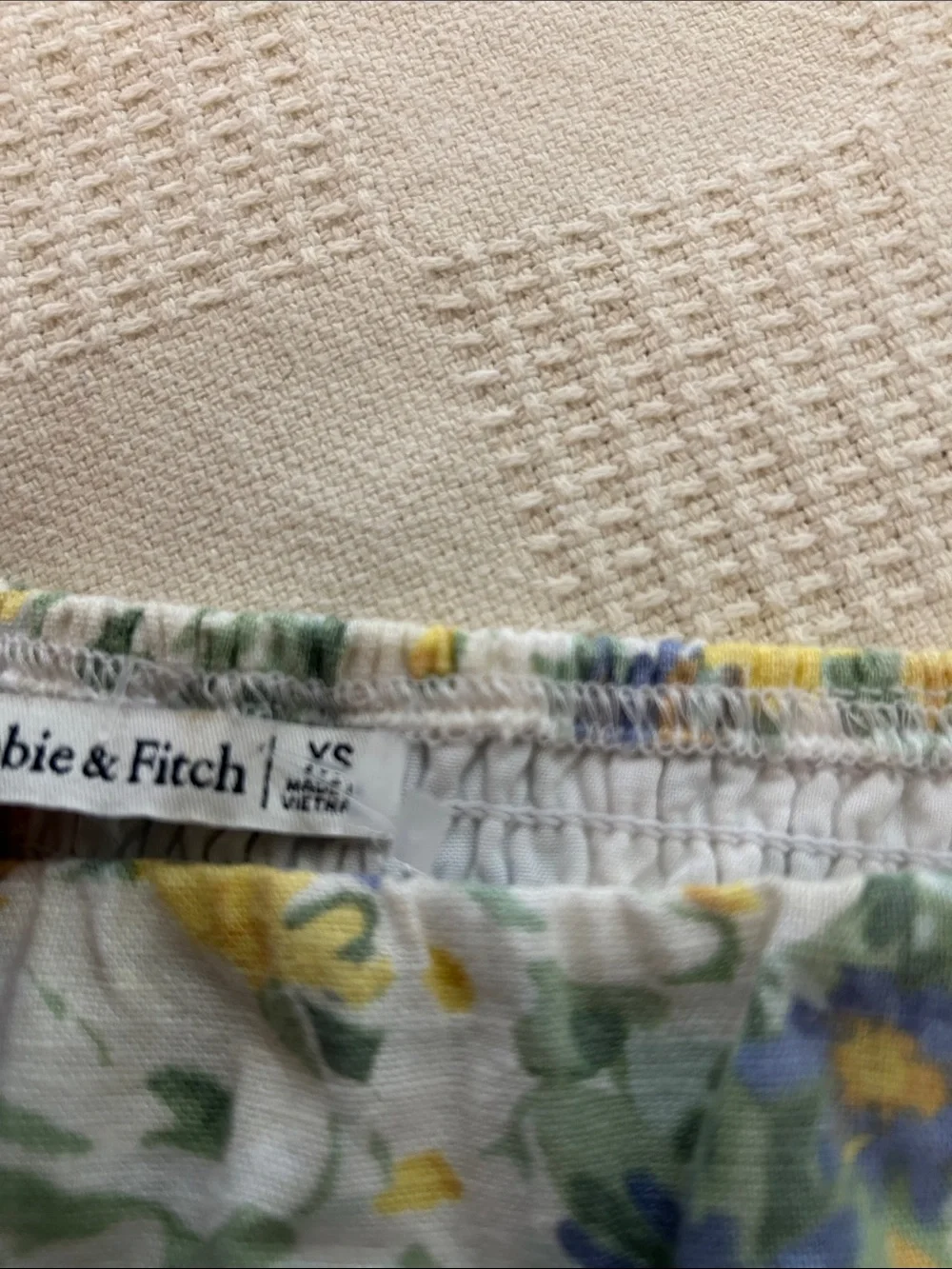 Abercrombie & Fitch Floral Square-Neck Puff Sleeve Top linen XS